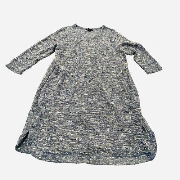 Robert Louis Blue Heathered Stretch Knit Tunic Shirt Dress with Pockets - Picture 2 of 10